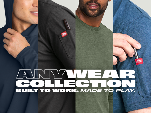 Four up close images featureing the new Anywear Collection products