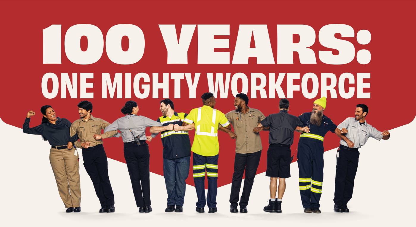a graphic showing workers joined together 