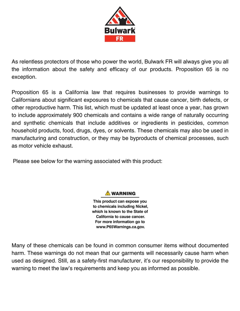California Proposition 65 information