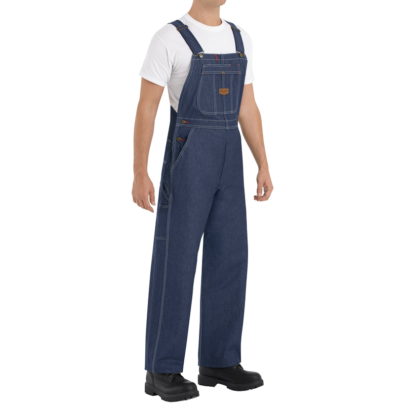 Red denim overalls top
