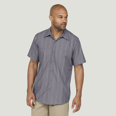 Men's Short Sleeve Industrial Stripe Work Shirt