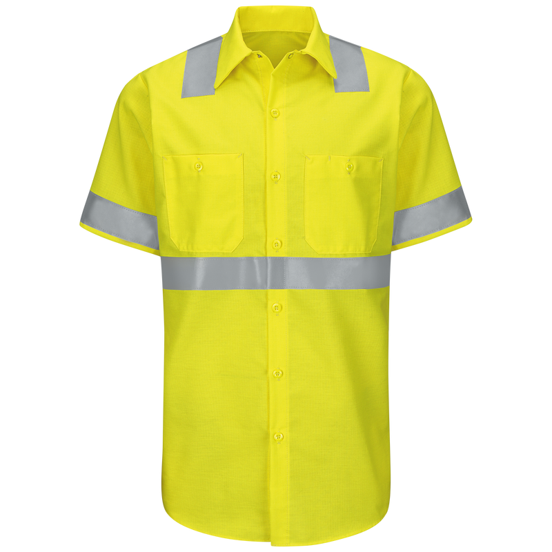 Men's Hi-Visibility Short Sleeve Ripstop Work Shirt - Type R, Class 2 image number 1