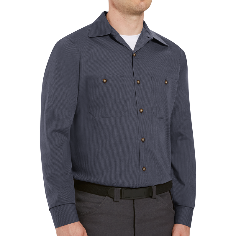 Men's Long Sleeve Geometric Microcheck Work Shirt image number 2