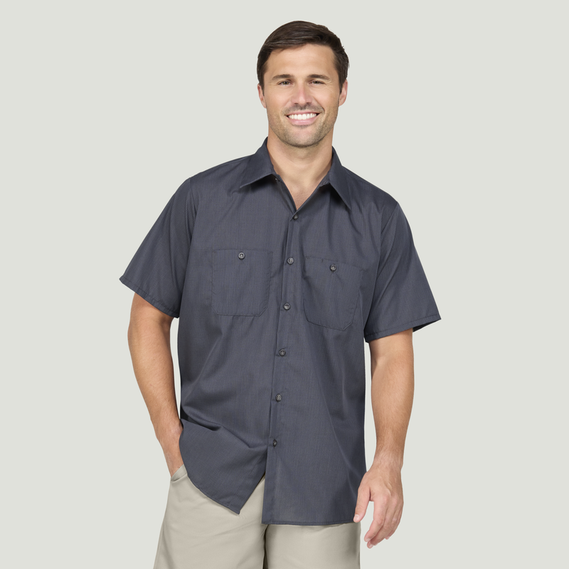 Men's Short Sleeve Geometric Microcheck Work Shirt image number 1