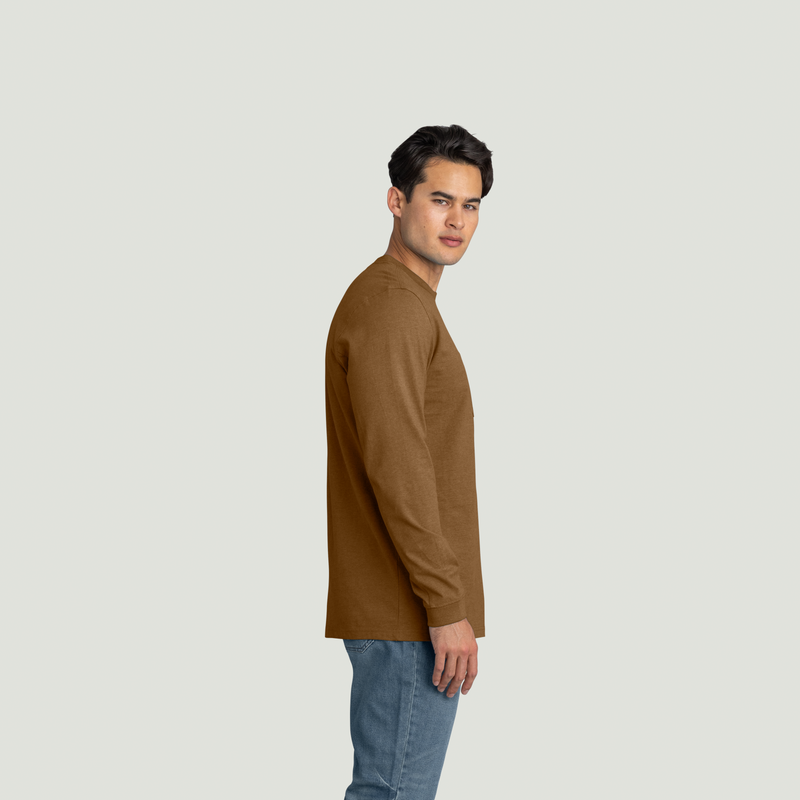 Men's Slim Fit Cotton Long Sleeve Pocket T-Shirt image number 4