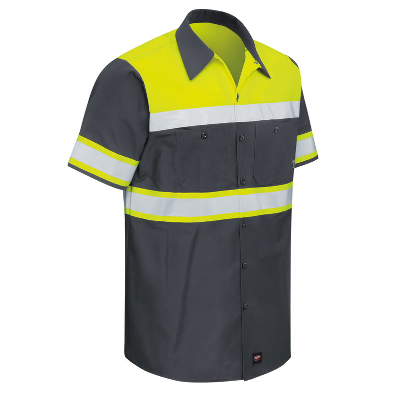 Men's Hi-Visibility Short Sleeve Color Block Ripstop Work Shirt - Type O,  Class 1 | Red Kap®