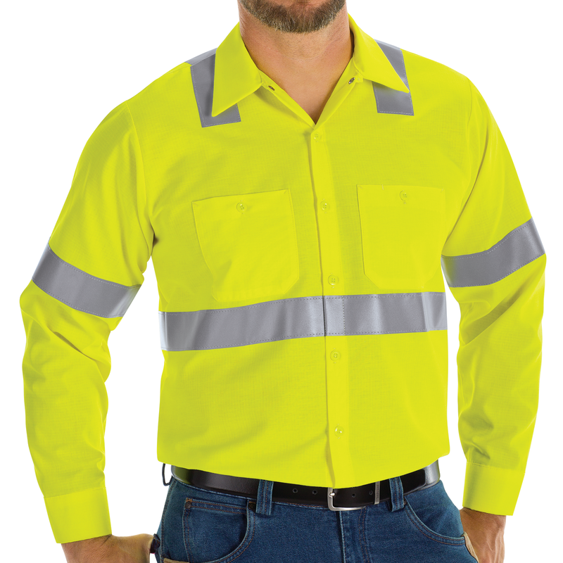 Men's Hi-Visibility Long Sleeve Ripstop Work Shirt - Type R, Class 2 image number 3
