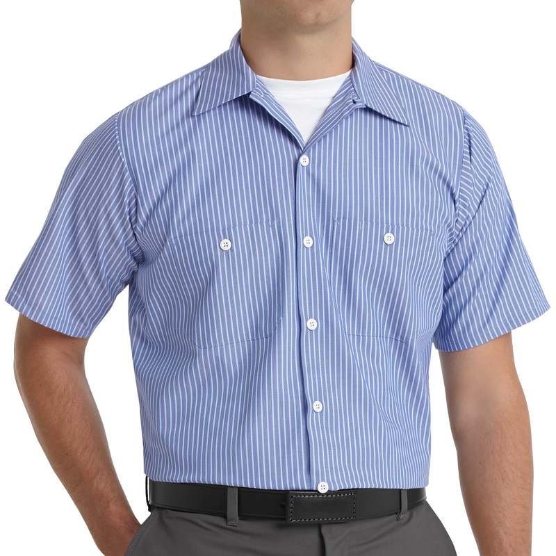 Men's Short Sleeve Striped Work Shirt image number 3