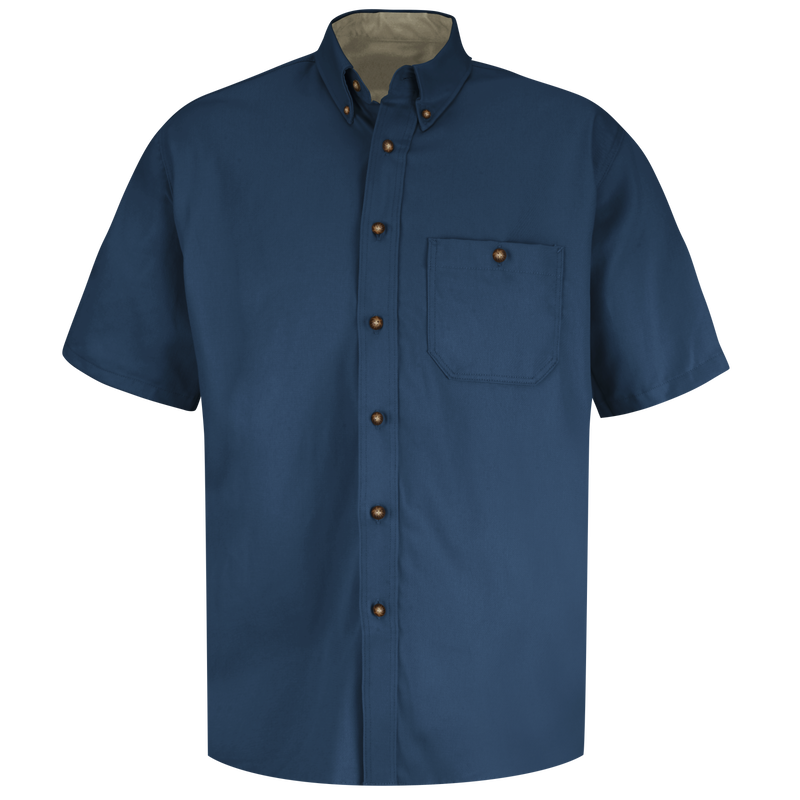 Men's Short Sleeve Cotton Contrast Dress Shirt image number 1