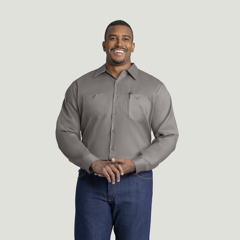 Men's Long Sleeve Wrinkle-Resistant Cotton Work Shirt image number 5