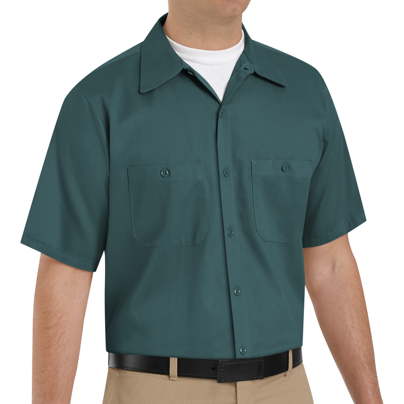 Men's Short Sleeve Wrinkle-Resistant Cotton Work Shirt image number 3