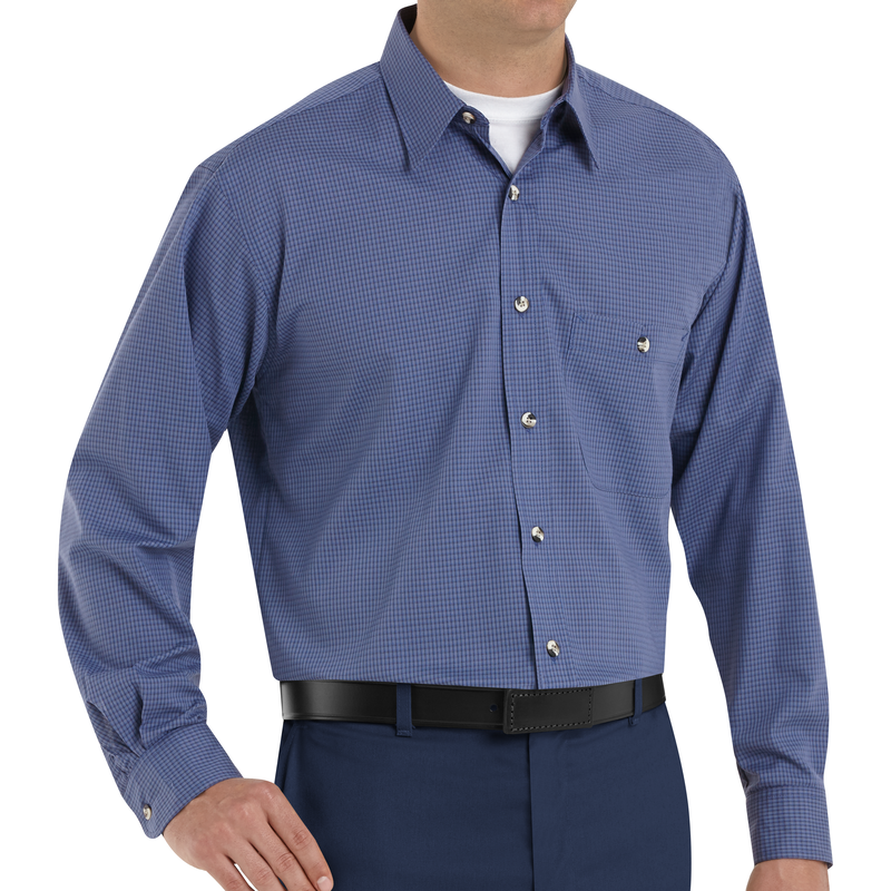 Men's Long Sleeve Mini-Plaid Uniform Shirt image number 3