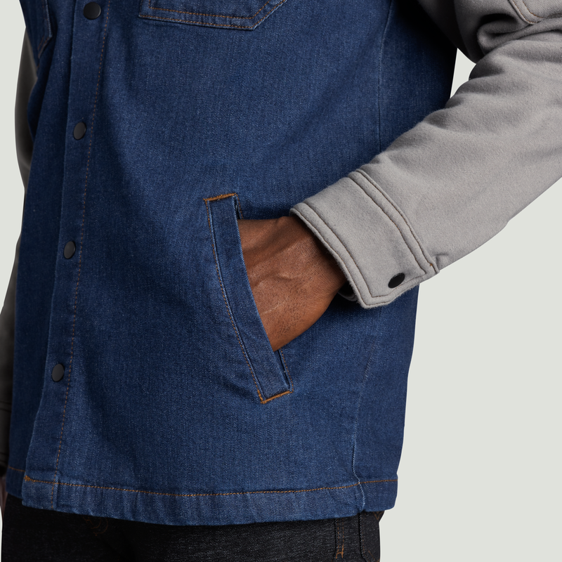Men&rsquo;s Denim and Fleece Hooded Shirt Jacket image number 13