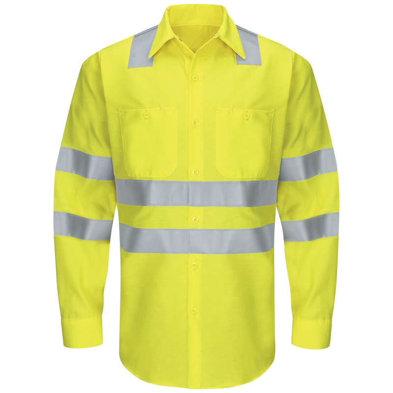 Men's Hi-Visibility Long Sleeve Ripstop Work Shirt - Type R, Class 3 image number 1
