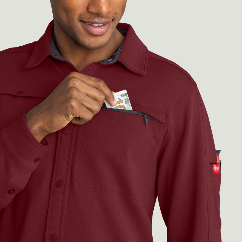 Men's Snap Front Jersey Long Sleeve Work Shirt image number 14