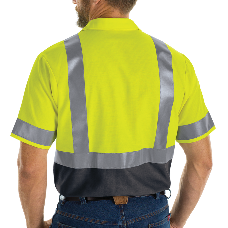 Men's High Visibility Short Sleeve Color Block Ripstop Work Shirt - Type R, Class 2 image number 5