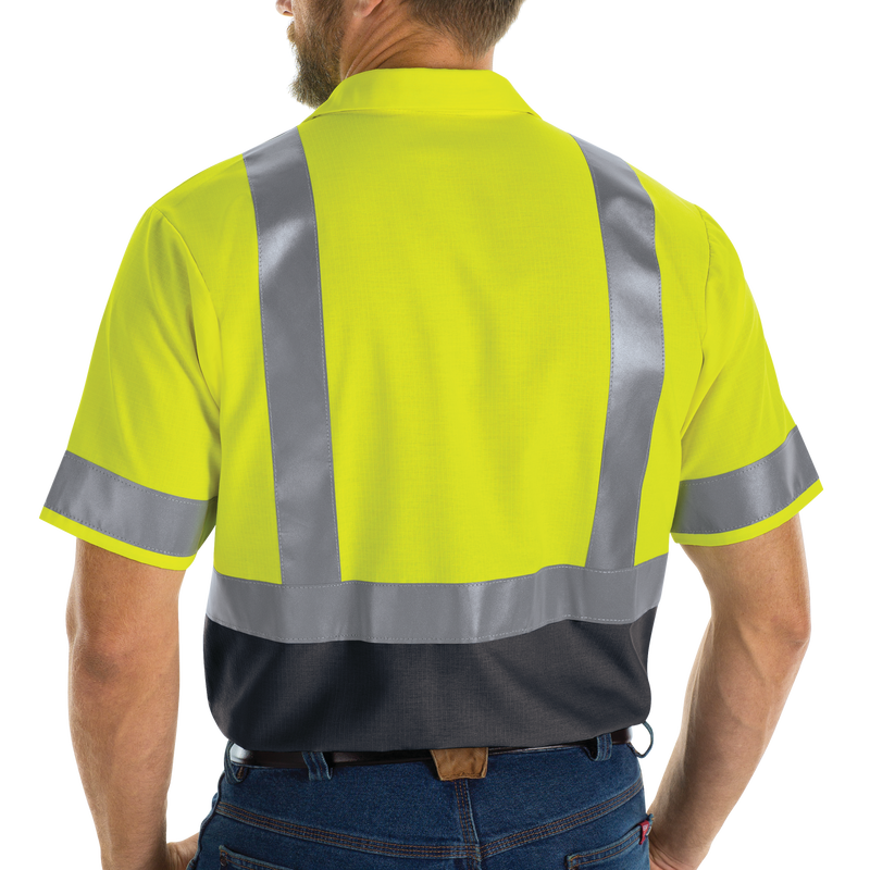 Men's High Visibility Short Sleeve Color Block Ripstop Work Shirt - Type R, Class 2 image number 4