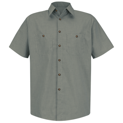 Men's Short Sleeve Microcheck Uniform Shirt