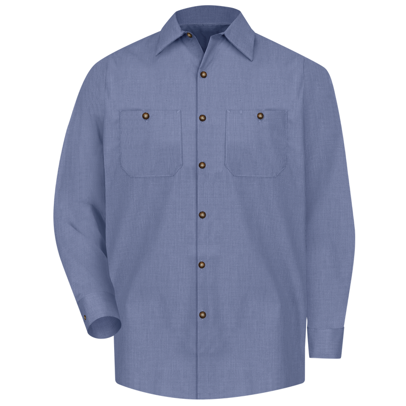 Men's Long Sleeve Geometric Microcheck Work Shirt image number 1