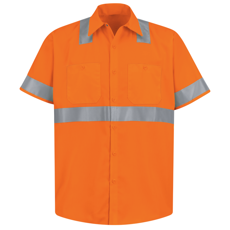 Men's Hi-Visibility Orange Short Sleeve Work Shirt - Type R, Class 2 image number 1