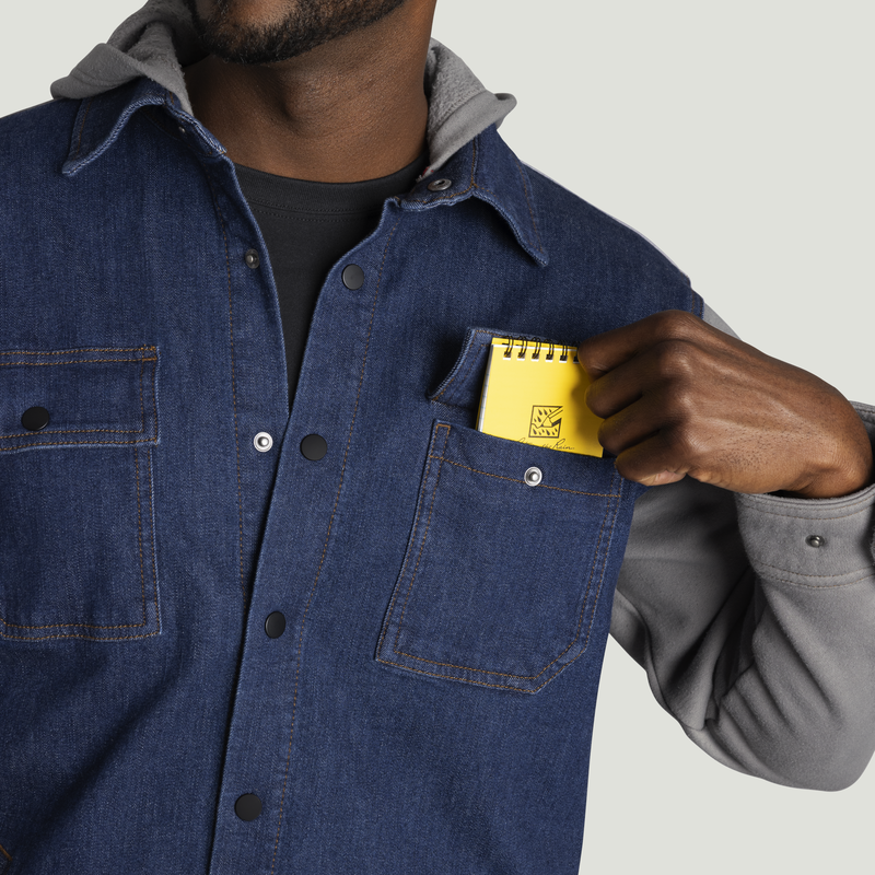 Men’s Denim and Fleece Hooded Shirt Jacket image number 13