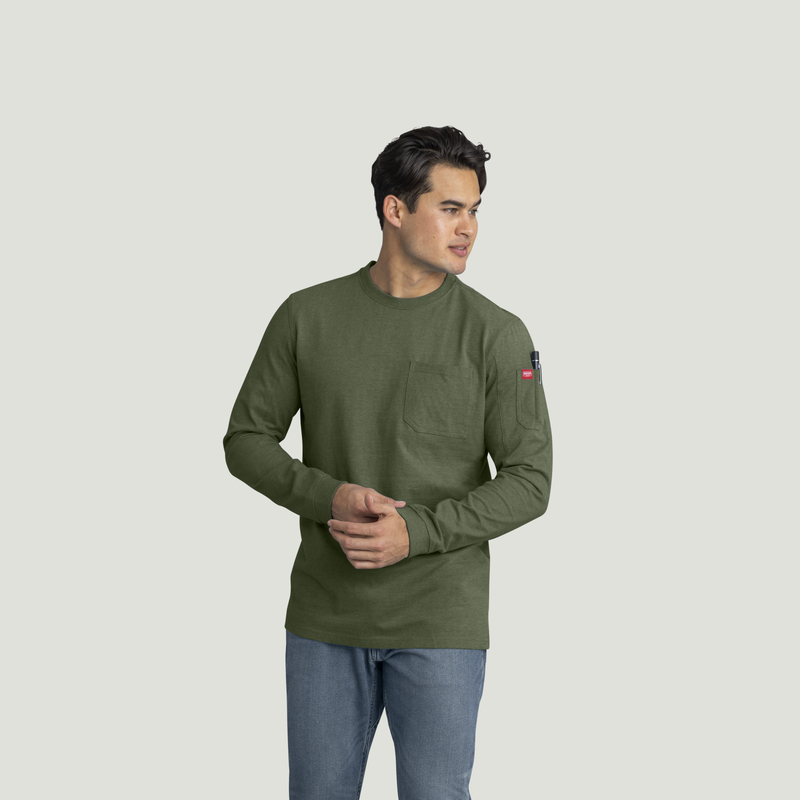Men's Long Sleeve Slim Fit Cotton Pocket T-Shirt image number 1