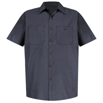 Men's Short Sleeve Geometric Microcheck Work Shirt