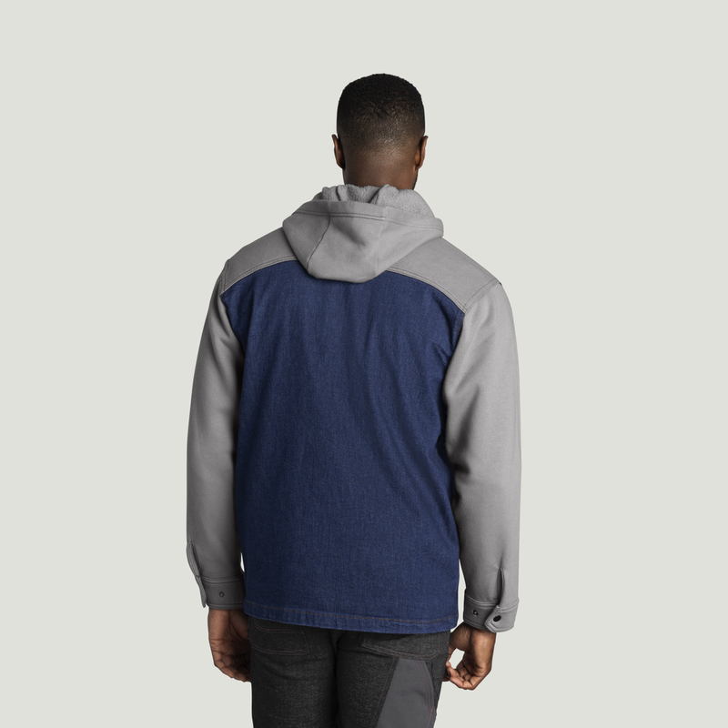 Men’s Denim and Fleece Hooded Shirt Jacket image number 2