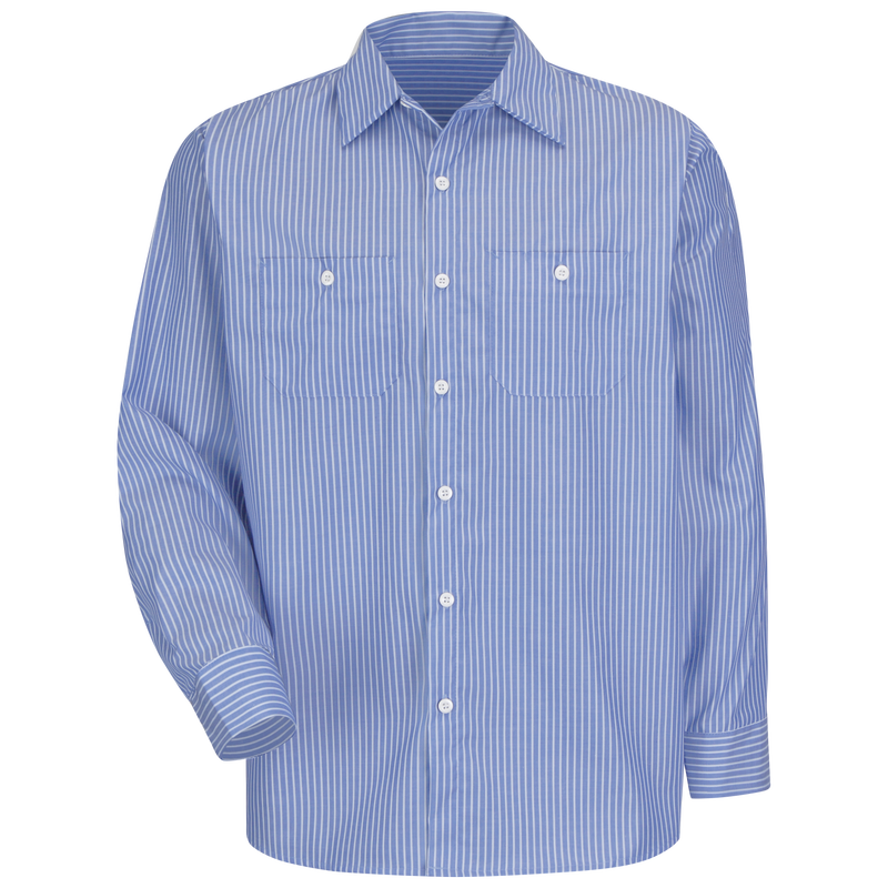 Men's Long Sleeve Industrial Striped Work Shirt image number 1