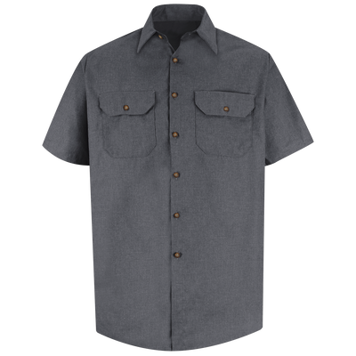 Men's Short Sleeve Heathered Poplin Uniform Shirt