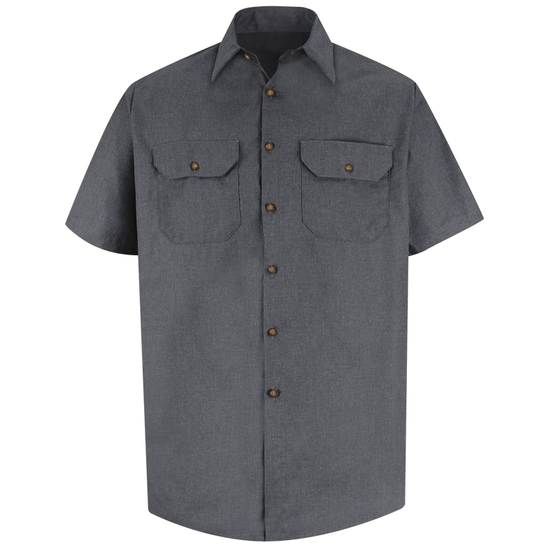 Men's Short Sleeve Heathered Poplin Uniform Shirt image number 1