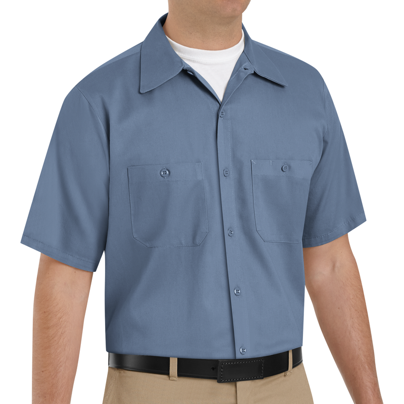 Men's Short Sleeve Wrinkle-Resistant Cotton Work Shirt image number 4