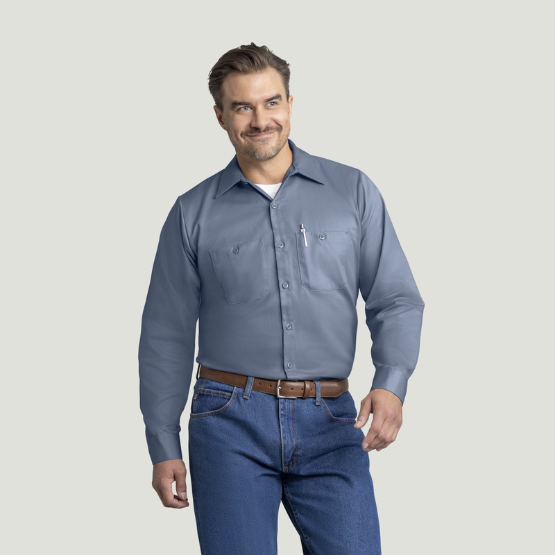 Men's Long Sleeve Wrinkle-Resistant Cotton Work Shirt image number 1
