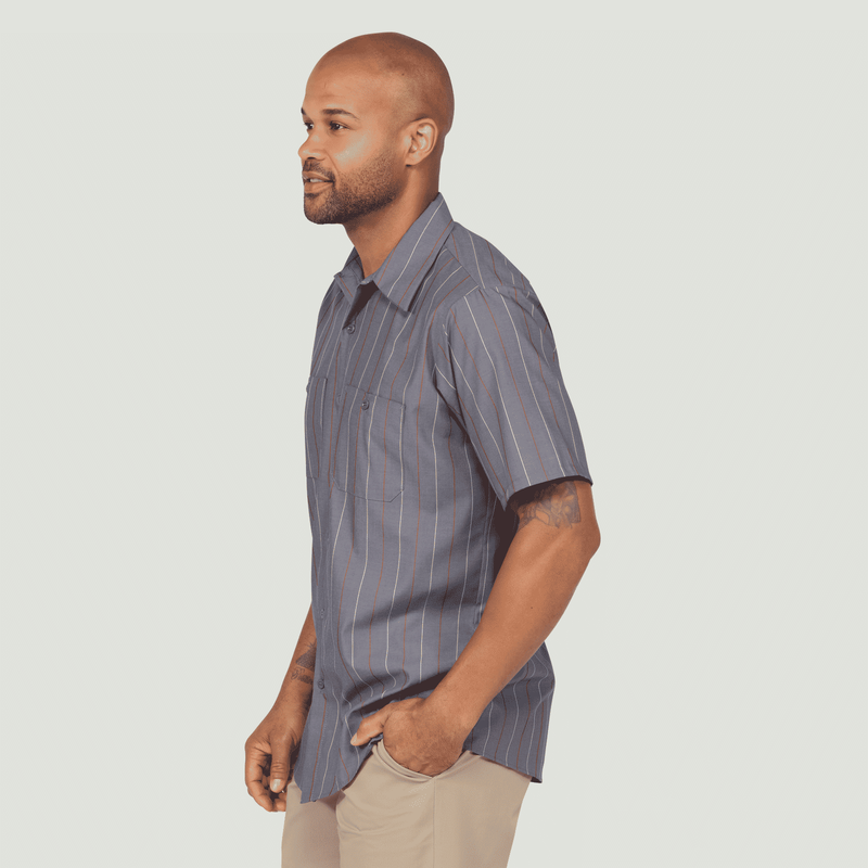 Men's Short Sleeve Industrial Stripe Work Shirt image number 3