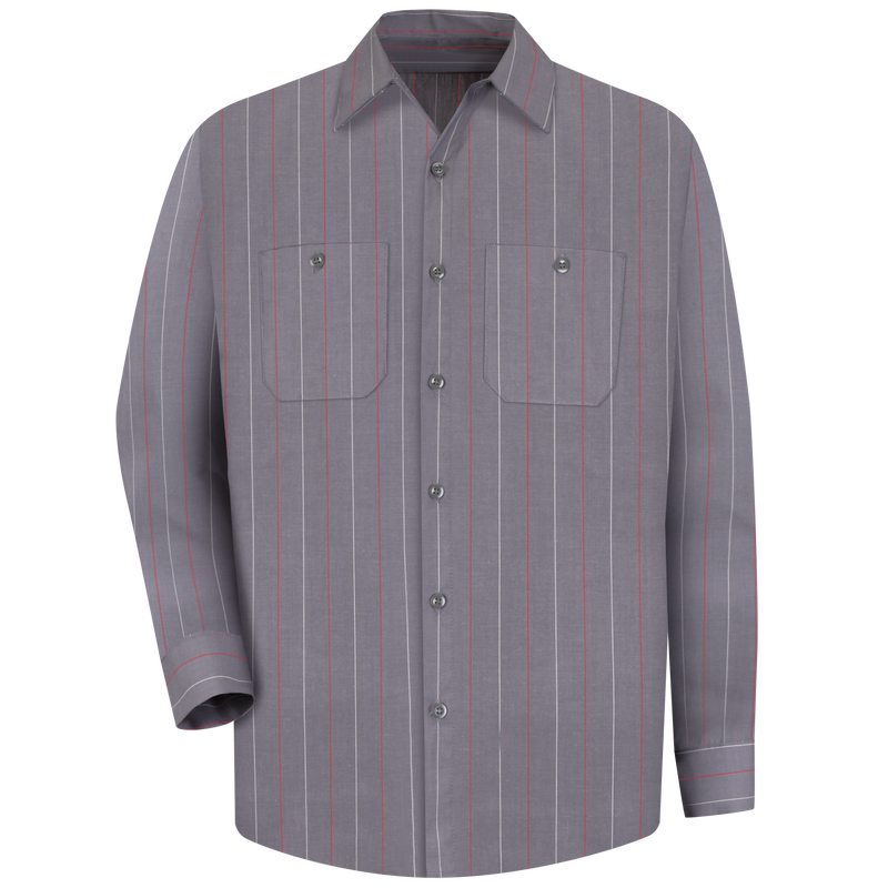 Men's Long Sleeve Industrial Stripe Work Shirt image number 1