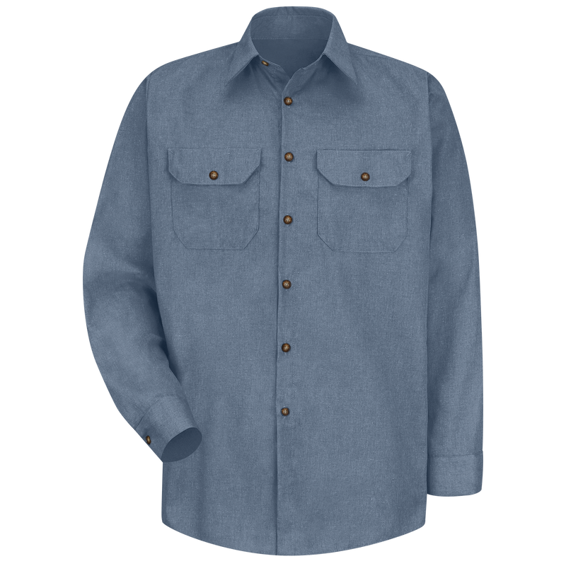 Men's Long Sleeve Heathered Poplin Uniform Shirt | Red Kap®