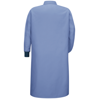 Gripper-Front Spun Polyester Pocketless Butcher Coat with Knit Cuffs