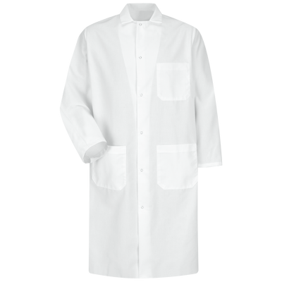 Gripper-Front Spun Polyester Butcher Coat with Interior Pocket