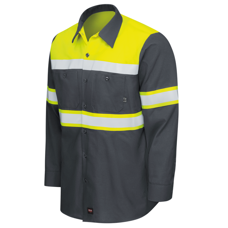 Hi-Visibility Long Sleeve Color Block Ripstop Work Shirt - Type O, Class 1 image number 3
