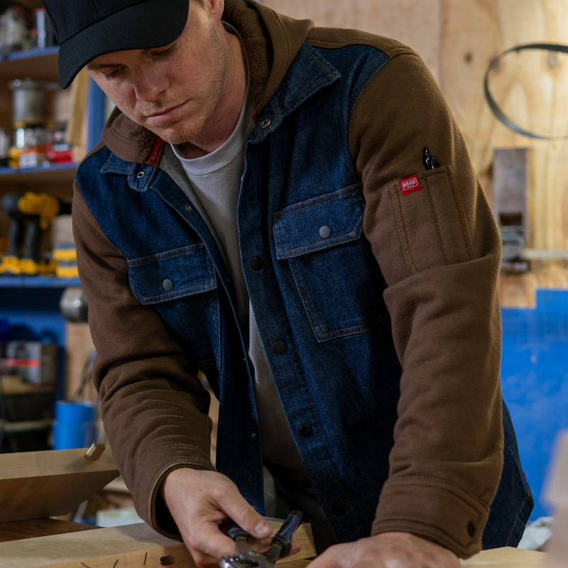 Men&rsquo;s Denim and Fleece Hooded Shirt Jacket image number 9