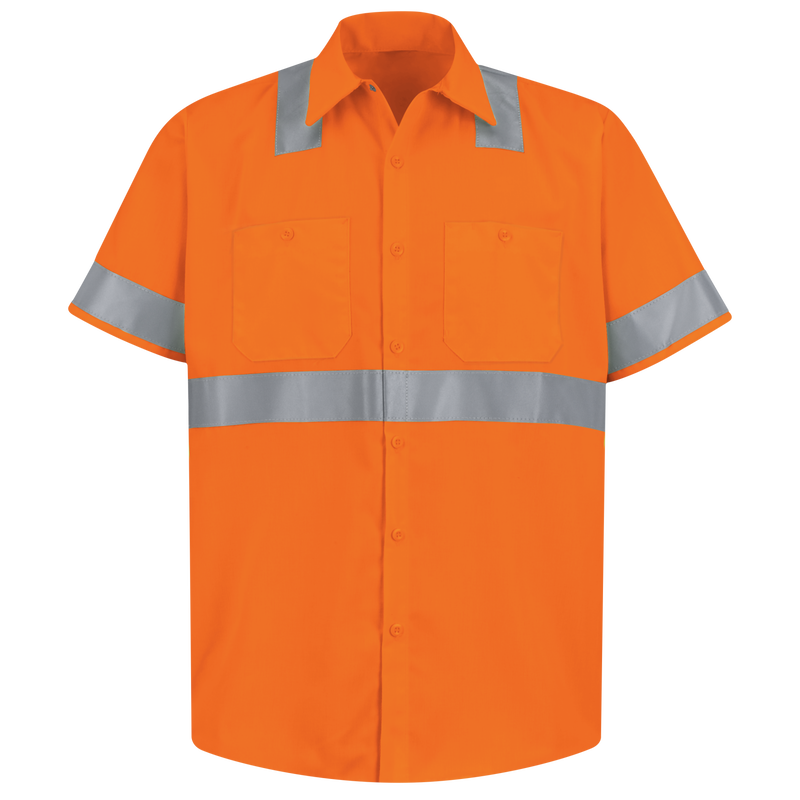 Men's Hi-Visibility Orange Short Sleeve Work Shirt - Type R, Class 2 image number 0