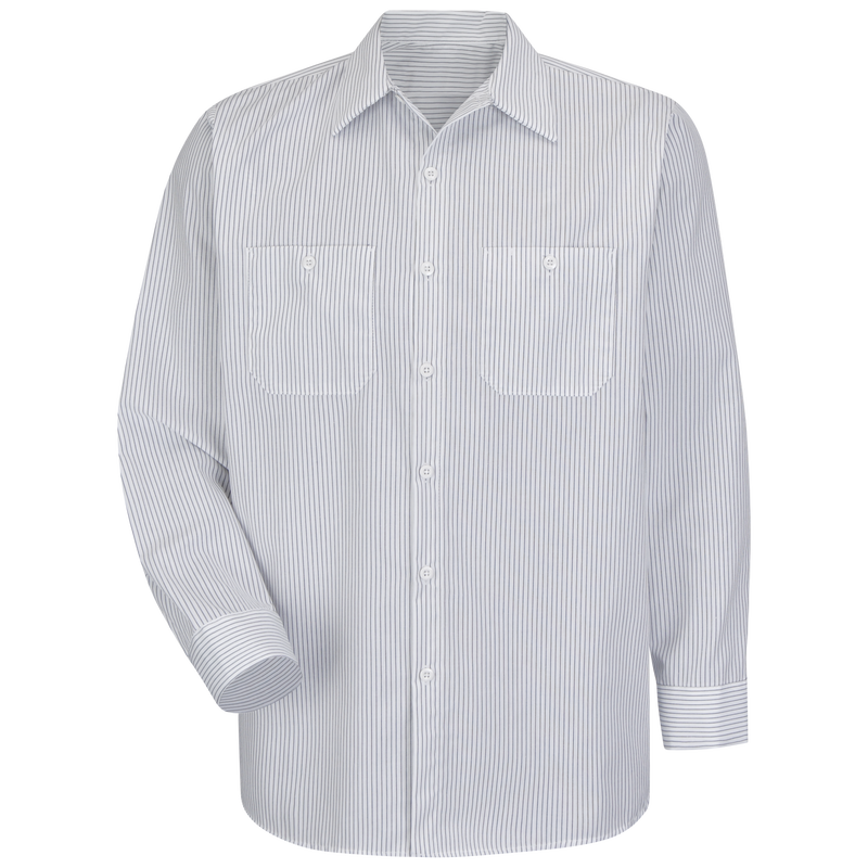 Men's Long Sleeve Industrial Striped Work Shirt image number 1