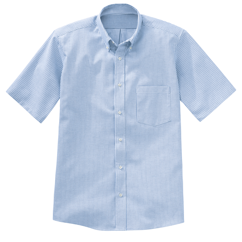 Men's Short Sleeve Striped Executive Oxford Dress Shirt image number 3