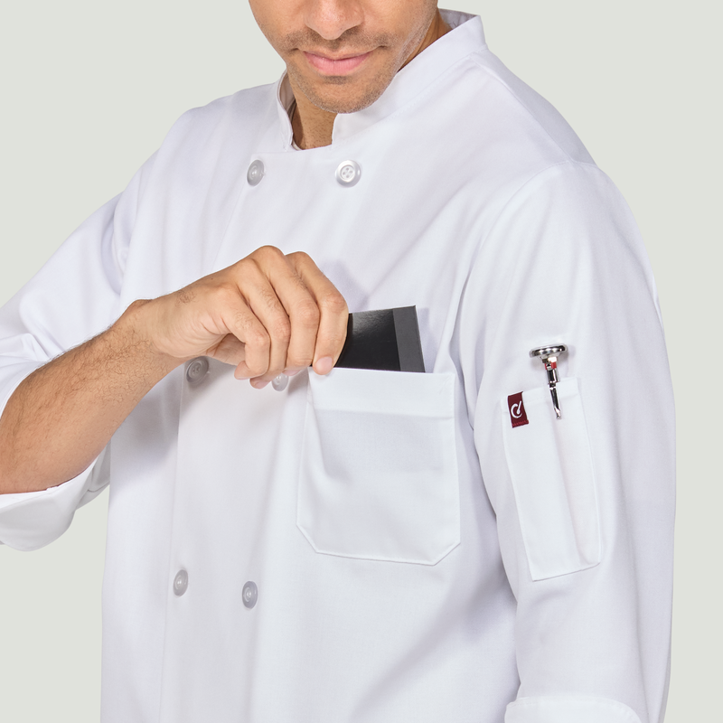 Eight Pearl Button Chef Coat with Thermometer Pocket image number 4