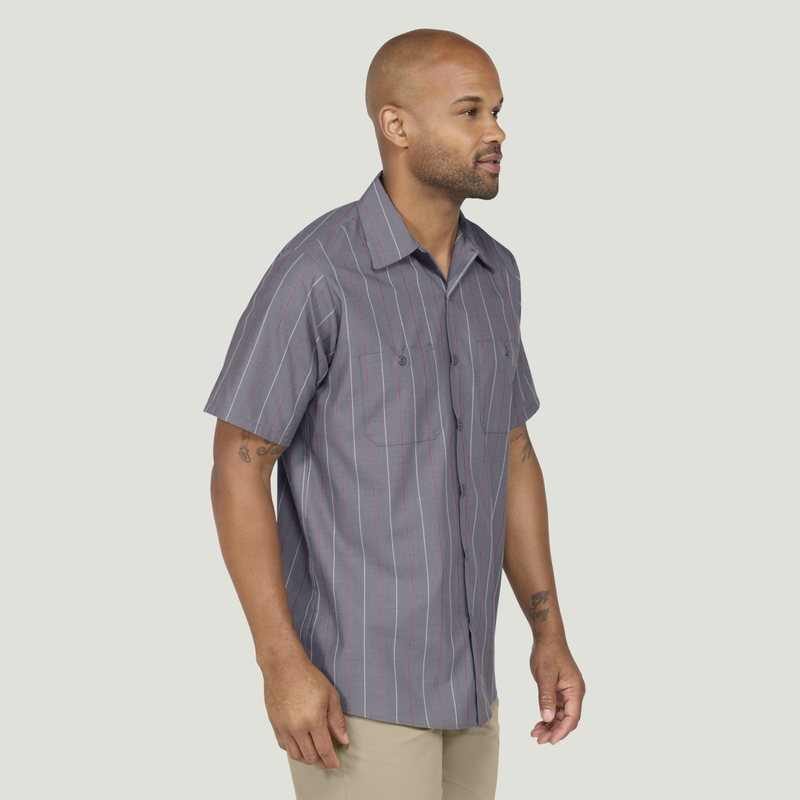 Men's Short Sleeve Industrial Stripe Work Shirt image number 4