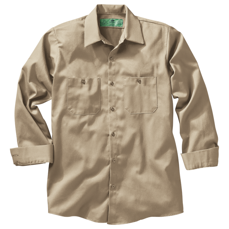 Men s Long Sleeve Cotton Work Shirt Wrinkle Resistant Red Kap