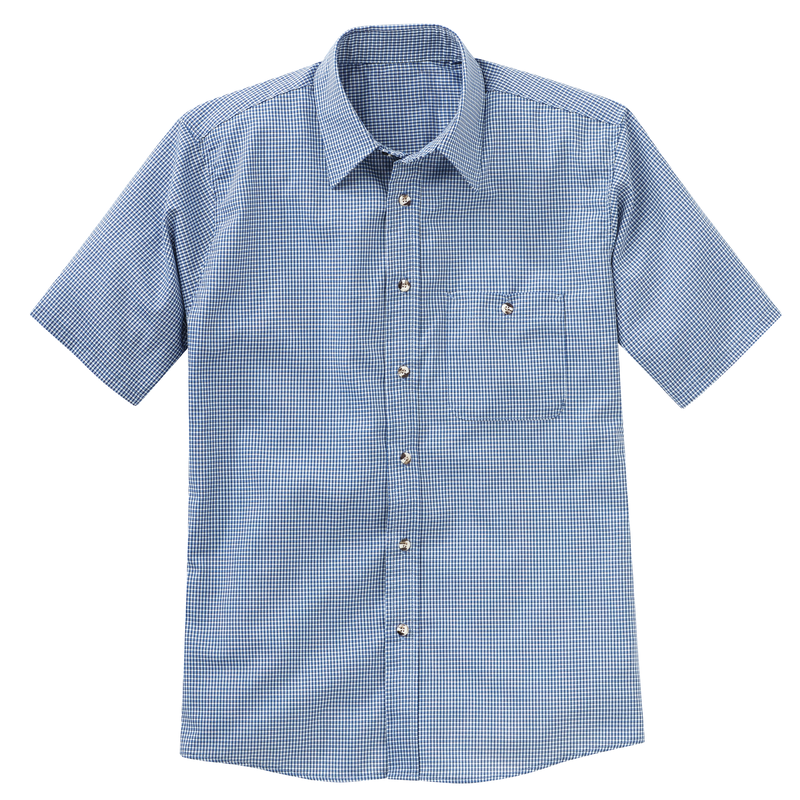 Men's Short Sleeve Mini-Plaid Uniform Shirt image number 5