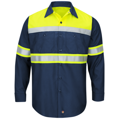 Hi-Visibility Long Sleeve Color Block Ripstop Work Shirt - Type O, Class 1
