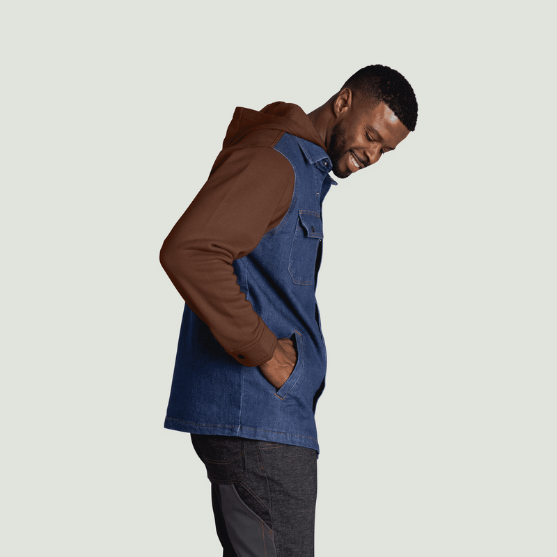 Men&rsquo;s Denim and Fleece Hooded Shirt Jacket image number 4