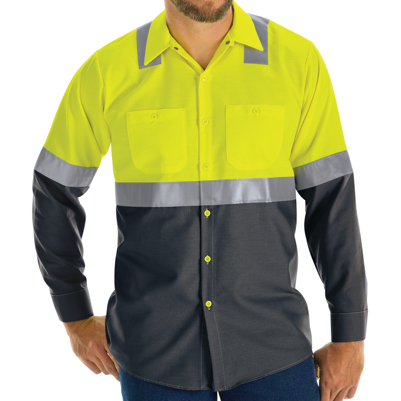 Hi-Visibility Long Sleeve Color Block Ripstop Work Shirt - Type R, Class 2 image number 3